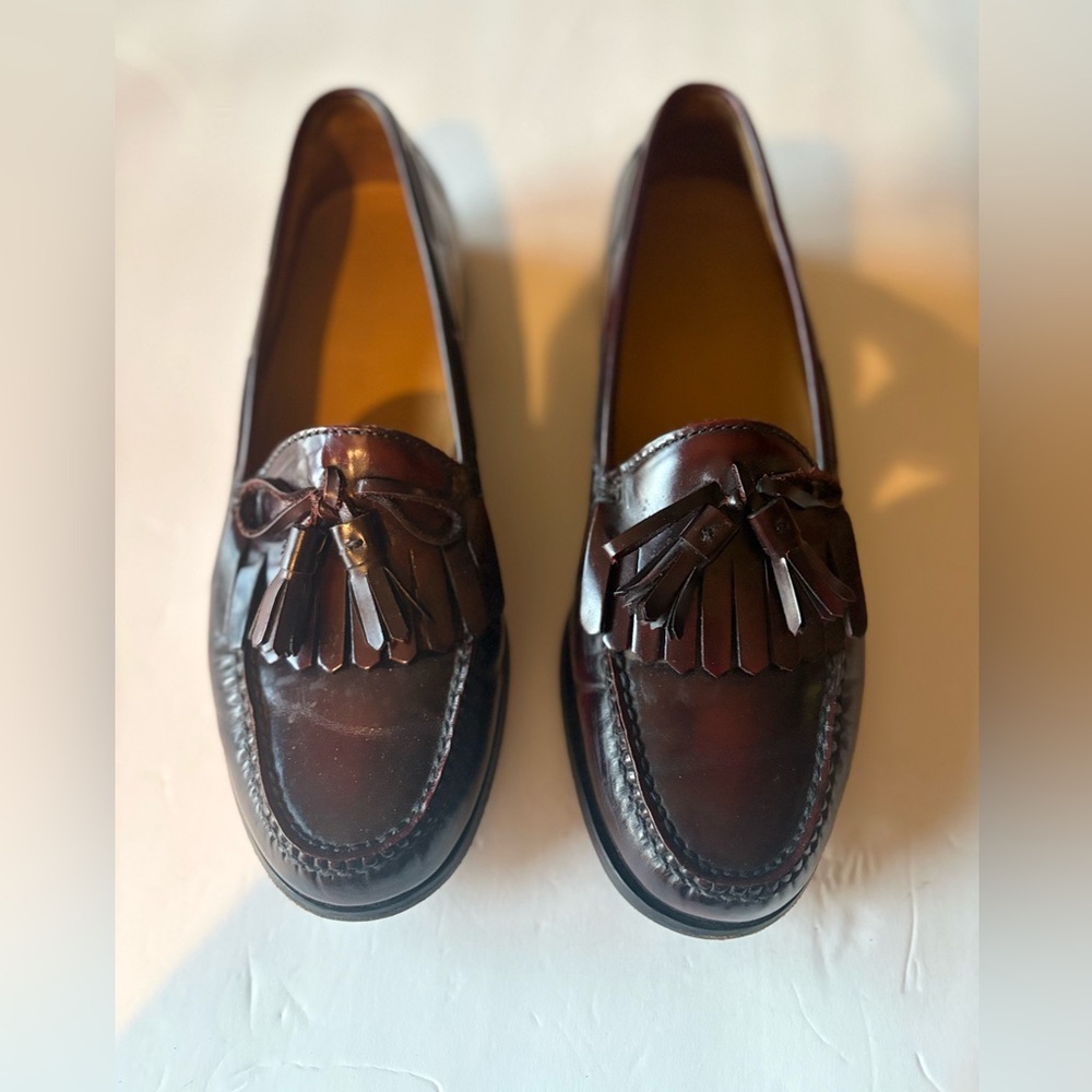 COLE HAAN Dark Brown Tassel Leather Loafers, Size: 8